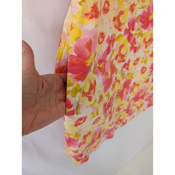 Old Navy Fit & Flare Tie Shoulder Linen Blend Floral Watercolor Dress Size L new - Picture 4 of 10